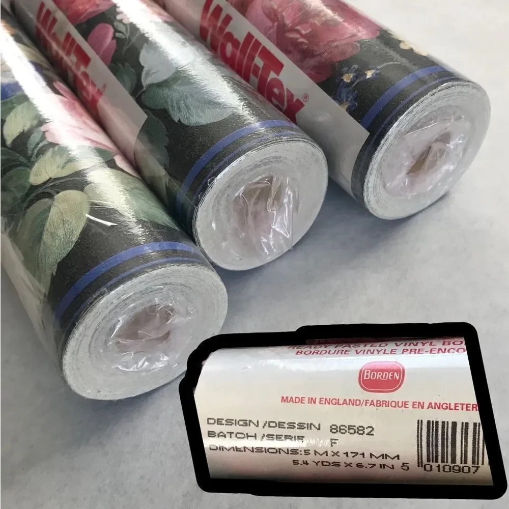 Wall-Tex Multi Color Flower Trim Ready Pasted Vinyl Border Wallpaper 1 Roll